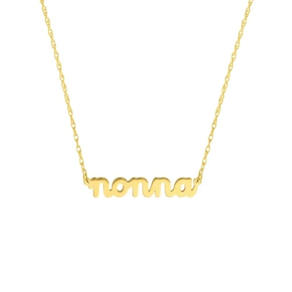 14K Solid Gold Mini nonna Cut Out Dainty Necklace